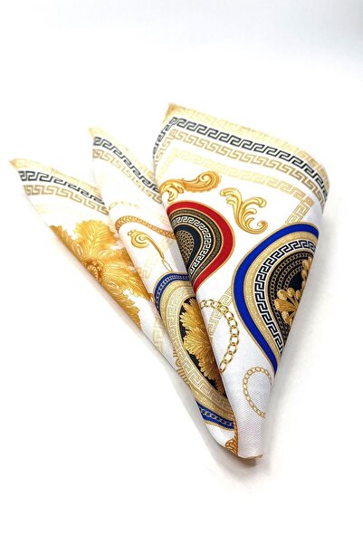 La Pescara White Motif Pattern Men's Pocket Handkerchief Sps564-44