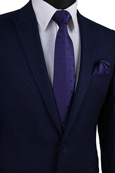 Kravatkolik Κλασική γραβάτα με μοτίβο λουλουδιών σε μπλε ναυτικό με μαντήλι Kk9484