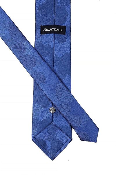 Kravatkolik Men's Blue Flower Pattern Classic Necktie with Handkerchief Kk10472