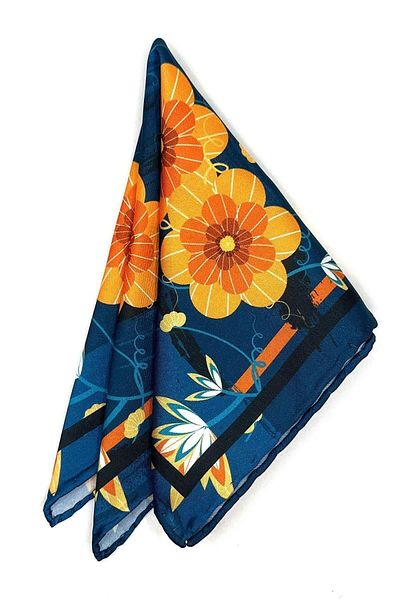 Kravatkolik Blue Flower Pattern Men's Pocket Handkerchief SPS602-56