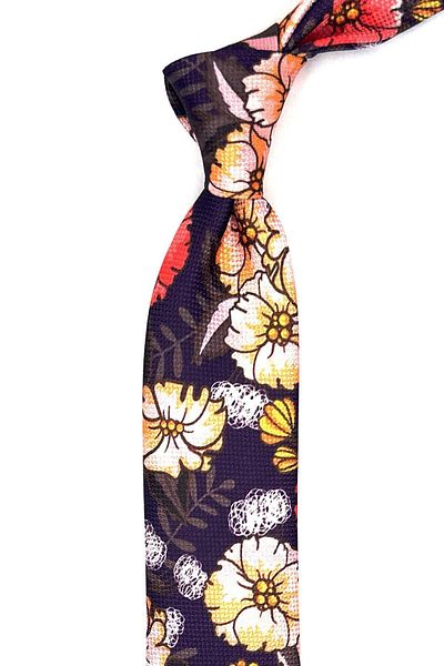 Kravatkolik Plum Flower Pattern Thin Tie SK7882