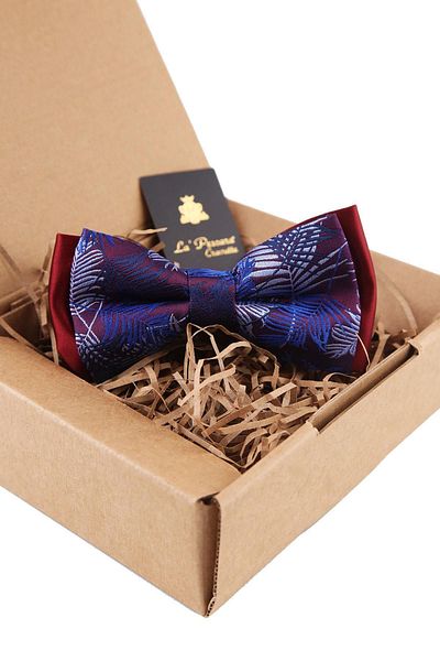 La Pescara Plum Flower Pattern Bow Tie P1624
