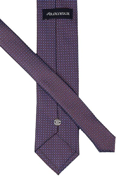 Kravatkolik Navy Blue - Brown Dot Pattern Classic Tie with Handkerchief Kk9380