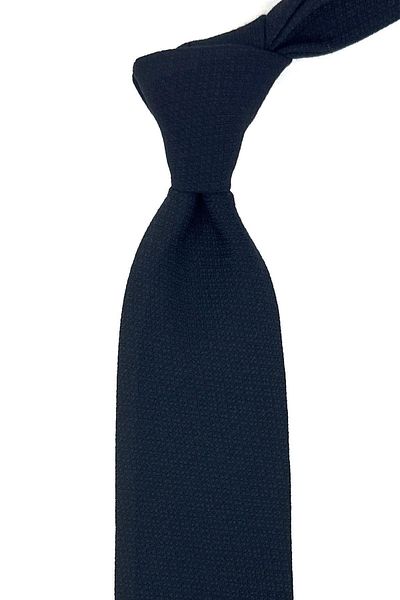 Kravatkolik Black Classic Wool Tie with Self Pattern Handkerchief KK12106