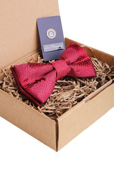 Kravatkolik Claret Red Motif Pattern Bow Tie P949