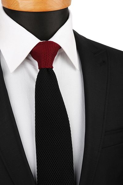 La Pescara Men's Black - Claret Red Plain Knitted Tie Knitted 8272 KRVT8690002221424