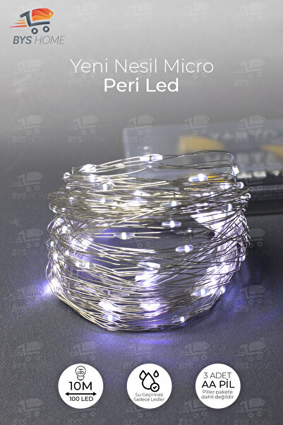 BYSHOME Peri Led 10 Metre Pilli Beyaz Renk Dekoratif Aydınlatma