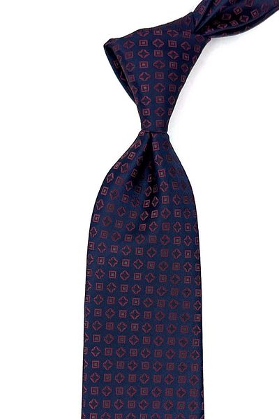 Kravatkolik Patterned Navy Blue Classic Tie with Handkerchief - KK12714
