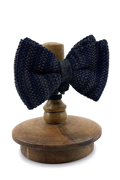 Kravatkolik Navy Blue - Beige Knitted Bow Tie Knit145