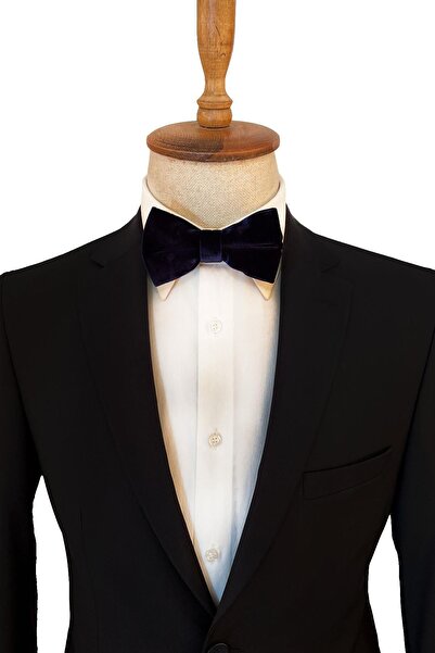 La Pescara Navy Blue Velvet Bow Tie P496
