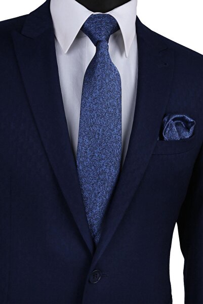 Kravatkolik Синій шовковий класичний краватка з візерунком піску Kk9549