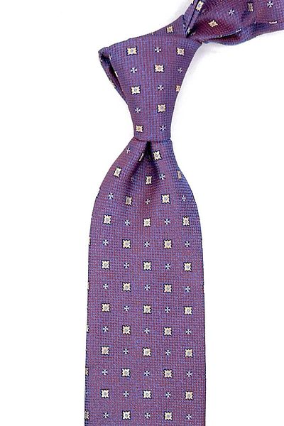 Kravatkolik Orange - Blue Small Pattern Classic Necktie with Handkerchief KK12276