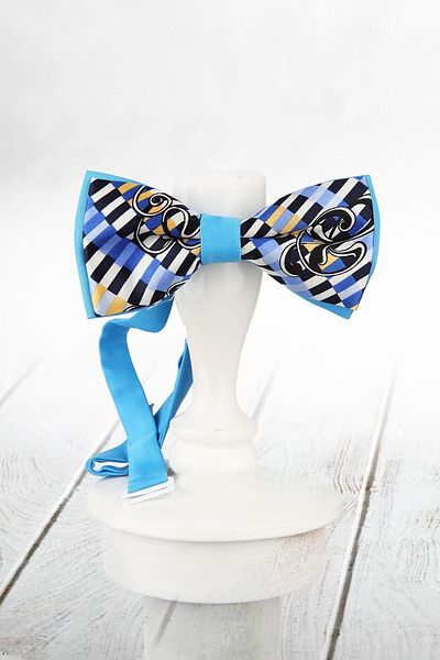 Kravatkolik Men's Blue Silk Bow Tie Sb161