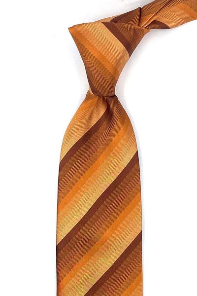 Kravatkolik Palladio Style Orange Line Pattern Italian Silk Tie Ik1346