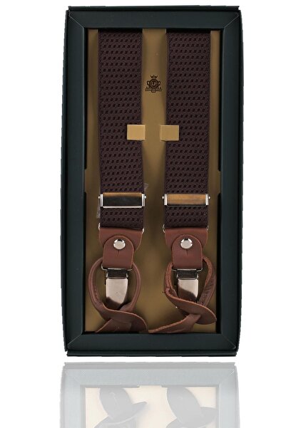 Kravatkolik Καφέ Χρώμα Δερμάτινο Ανδρικό Παντελόνι με Ζαρτιέρες Pan143