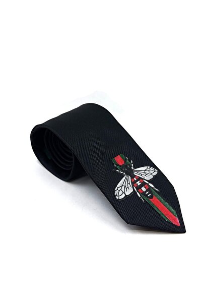 La Pescara Черна гладка вратовръзка с бродерия Kk11696