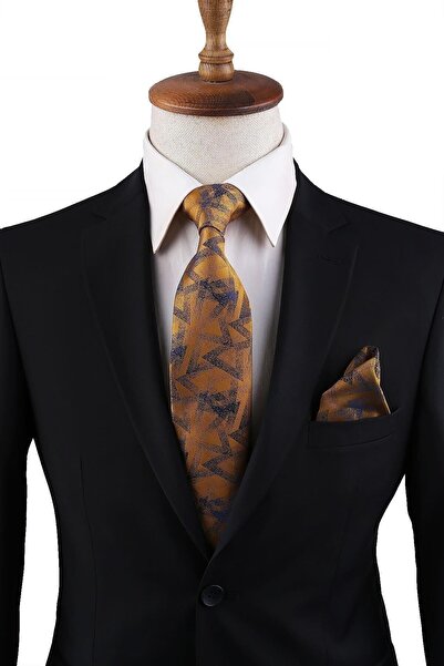 Kravatkolik Класическа вратовръзка с шафранов мотив - Kk10838