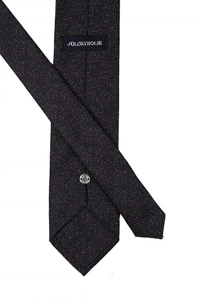 Kravatkolik Men's Black Sand Pattern Classic Necktie with Handkerchief Kk10405