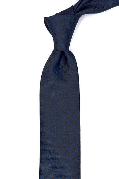 Kravatkolik Smoked - Blue Self Pattern Thin Tie SK7890