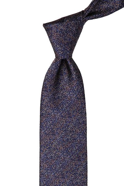 Kravatkolik Men's Navy Blue Sand Pattern Classic Tie with Handkerchief Kk10442
