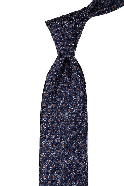 Kravatkolik Navy Blue Polka Dot Pattern Classic Tie with Handkerchief Kk10502