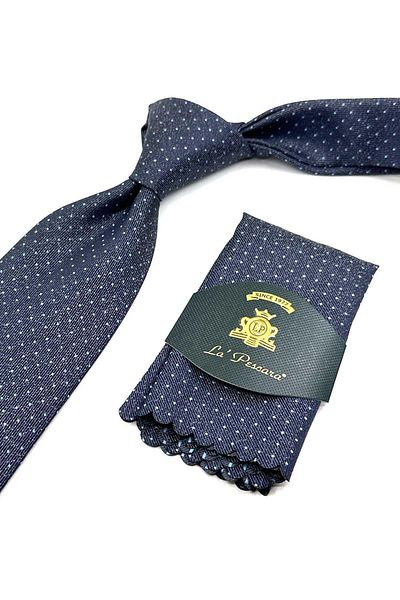 Kravatkolik Gray Dot Patterned Classic Tie with Handkerchief - KK12521