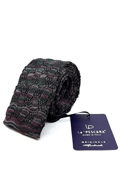 La Pescara Green - Dried Rose Motif Pattern Knitted Tie KIR8359