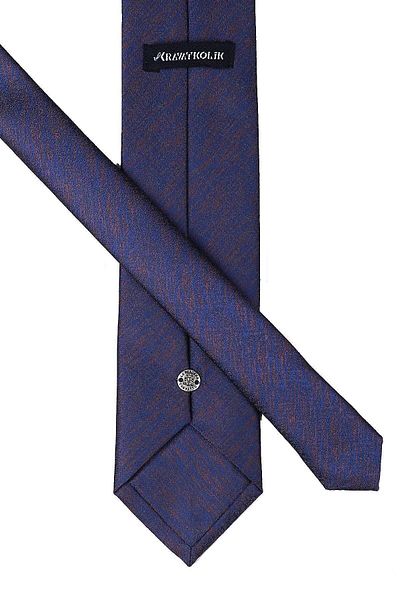 Kravatkolik Navy Blue - Brown Sand Pattern Classic Tie with Handkerchief Kk9444