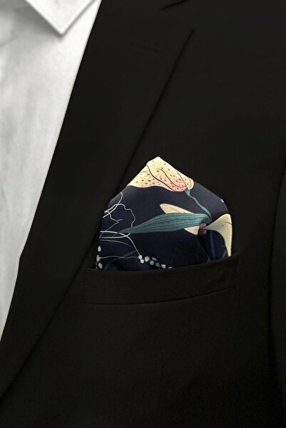 La Pescara Чоловіча кишенькова хустинка з синім квітковим мотивом Sps532-36