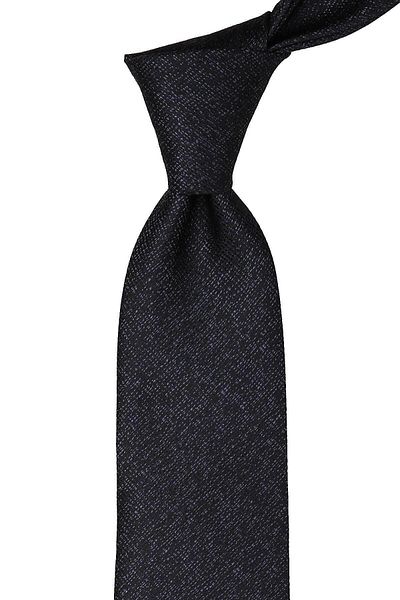 Kravatkolik Black Sand Pattern Classic Tie with Handkerchief Kk9782