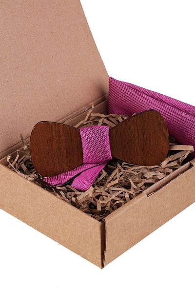 Kravatkolik Pink Wooden Bow Tie Ahp444