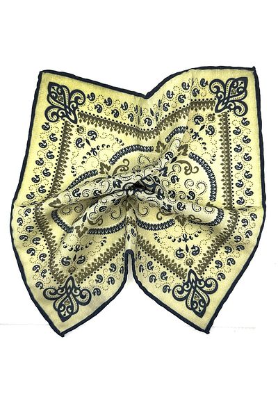 Kravatkolik Beige - Navy Blue Hand Stitched Italian Wool Pocket Handkerchief WL07