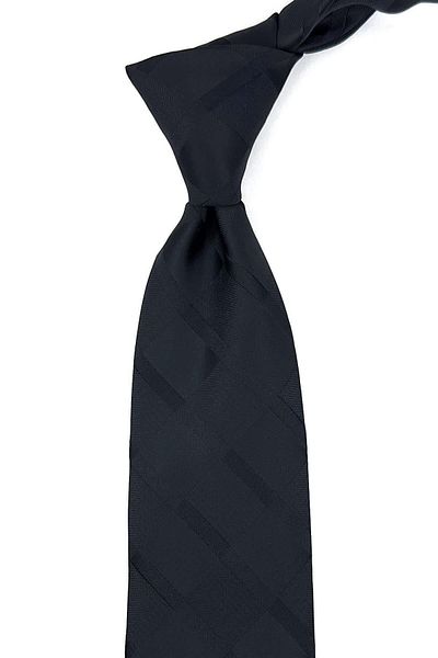 Kravatkolik Black Plaid Pattern Classic Tie with Handkerchief Kk11169