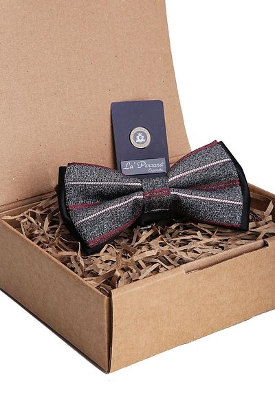 Kravatkolik Gray Line Pattern Bow Tie P1166
