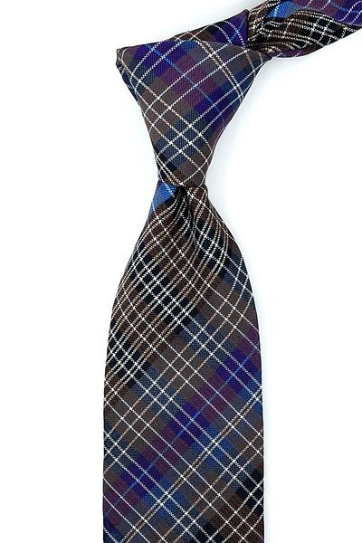 Kravatkolik Marcucci Style Brown Plaid Pattern Italian Silk Tie Ik963