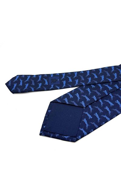 Kravatkolik Ruby Style Navy Blue Motif Pattern Italian Silk Tie İK1494