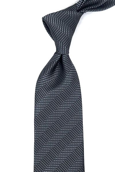 Kravatkolik Classic Necktie with Gray Line Pattern Handkerchief KK12432