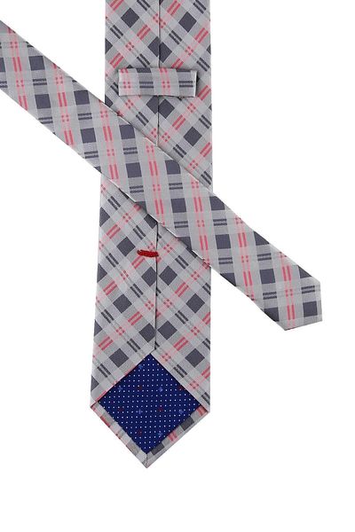 Kravatkolik Men's Rigano Style Gray Plaid Pattern Italian Silk Tie Ik852