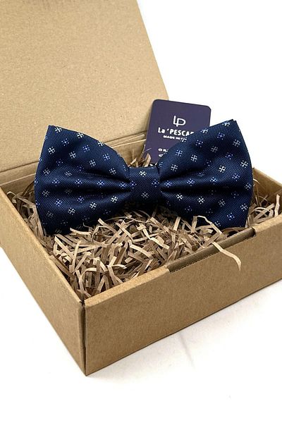 Kravatkolik Navy Blue Small Pattern Large Bow Tie P1848