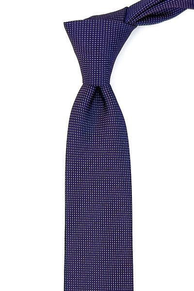 Kravatkolik Navy Blue - Plum Dot Pattern Slim Tie Sk7672