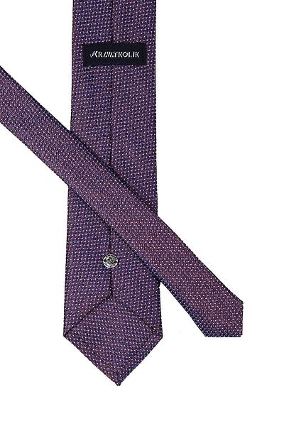 Kravatkolik Brown - Blue Dot Pattern Classic Tie with Handkerchief Kk9665