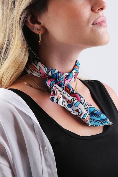 La Pescara Multicolored Motif Pattern Scarf Bandana 55-55 cm KDNF02