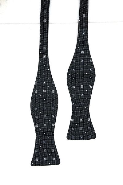 Kravatkolik Black Small Pattern Open Bow Tie AP136