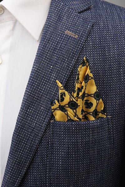 La Pescara Чоловіча шовкова хустинка з жовтим принтом SPS318 KRVT8690002221694