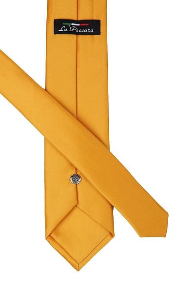 Kravatkolik Plain Satin Tie with Dark Yellow Handkerchief Kk1125