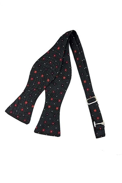 Kravatkolik Black Small Pattern Open Bow Tie AP134