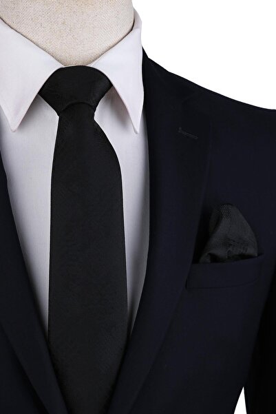 Kravatkolik Ανδρική κλασική γραβάτα με μαύρο καρό σχέδιο Kk10452