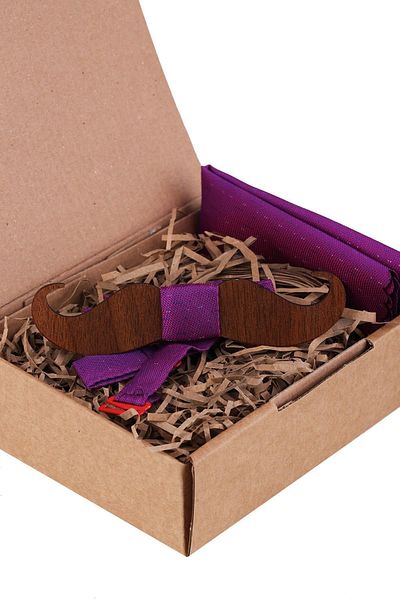 Kravatkolik Purple Wooden Bow Tie Ahp405