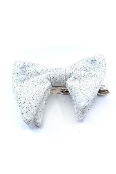 Kravatkolik White Glitter Large Groom's Suit Bow Tie P1701
