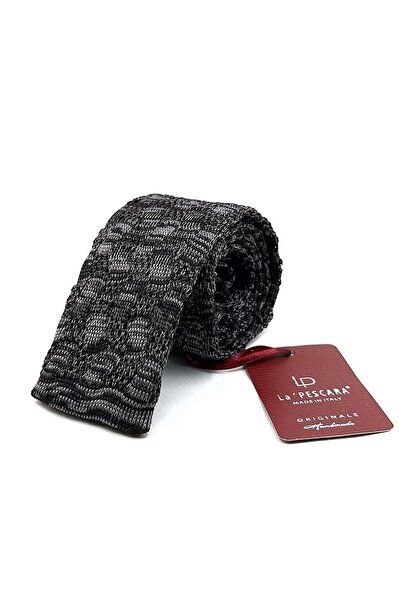 La Pescara Smoked - Gray Motif Pattern Knitted Tie KIR8362